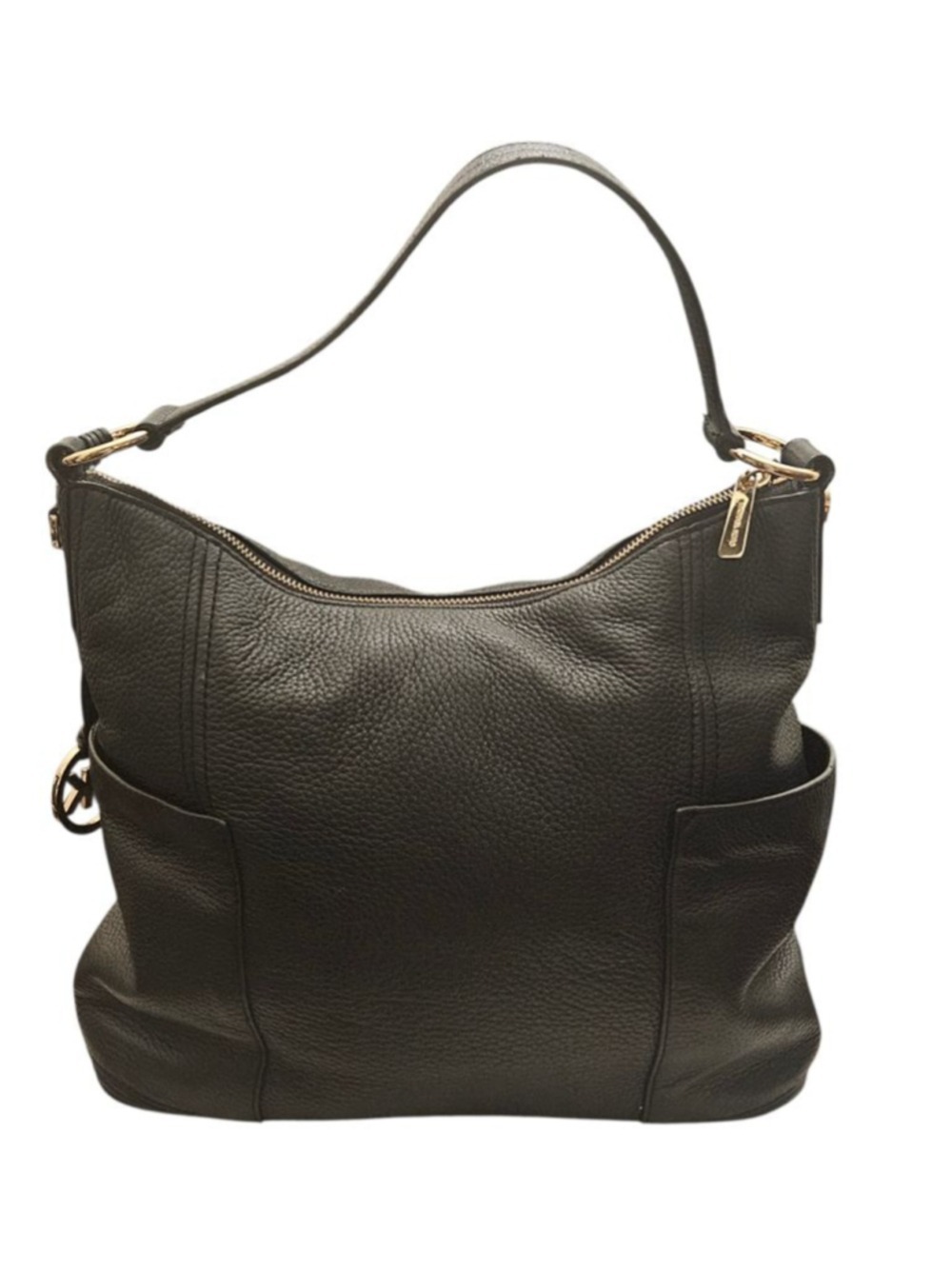 Michael Kors Black Leather Shoulder Bag with Gold Hardware - Picture 3 of 17